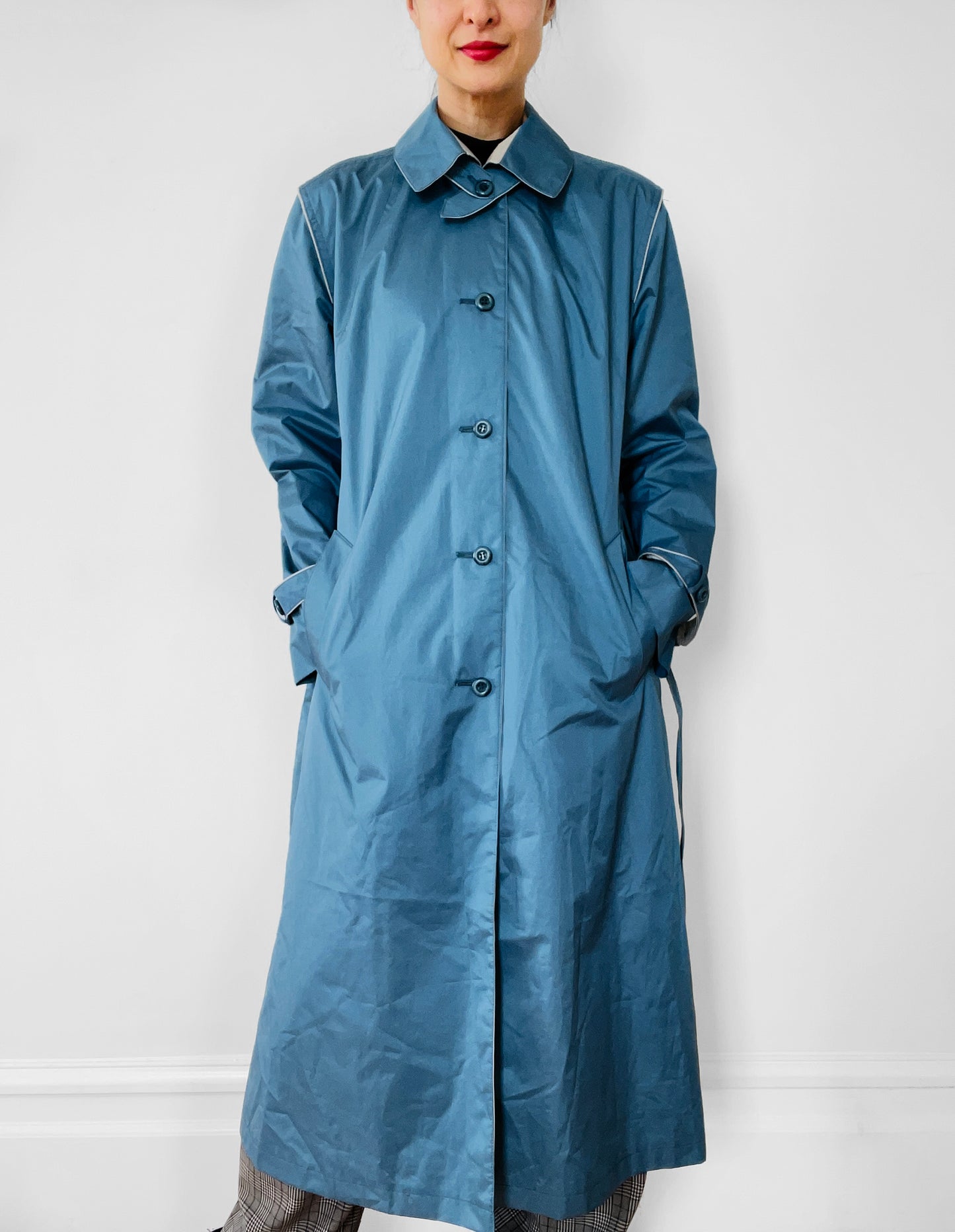 1970s Blue Made in Canada Belted Spring Trench