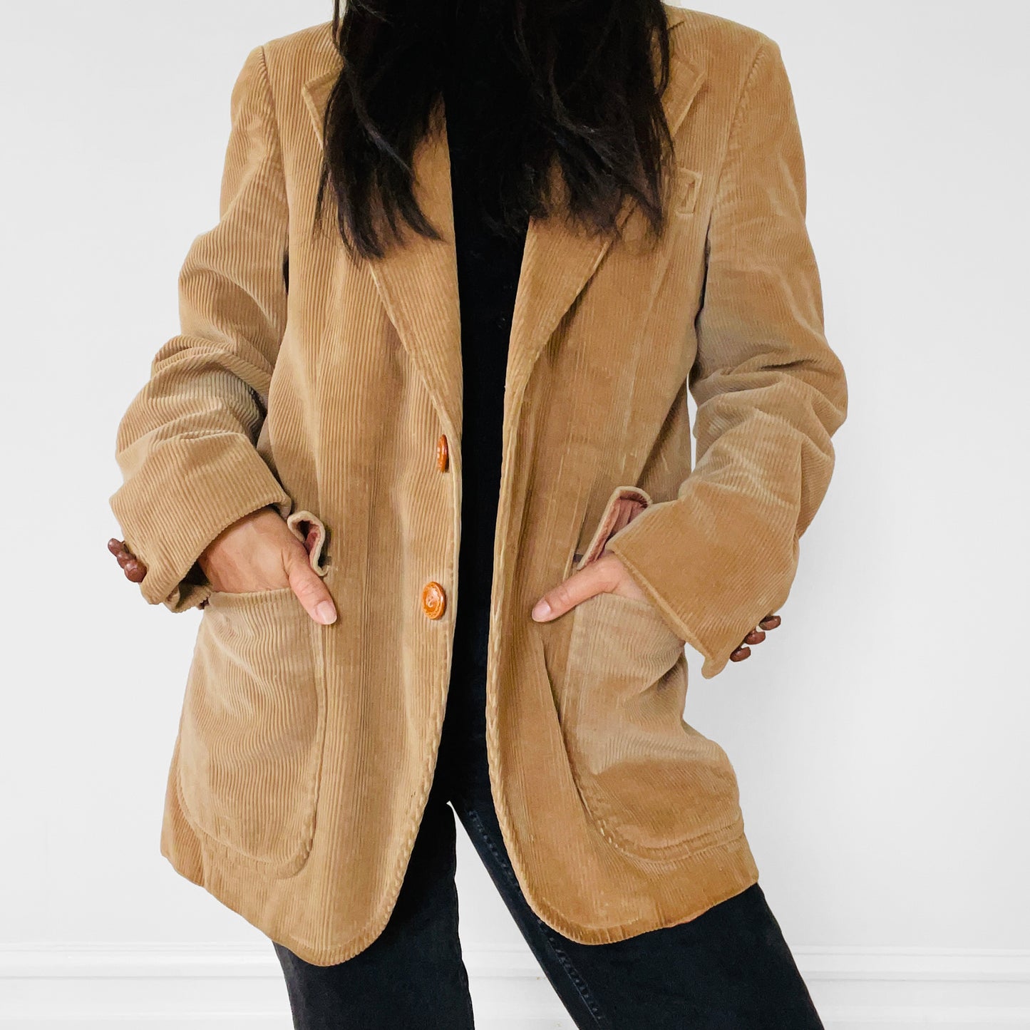 1970s Tan Corduroy Relaxed Fit Blazer Jacket