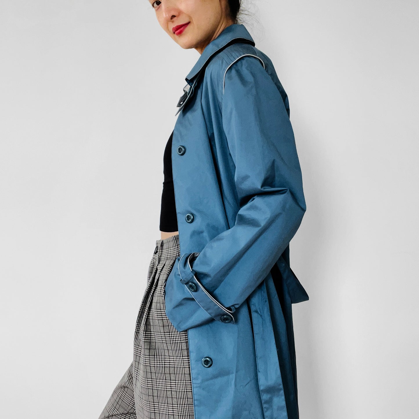 1970s Blue Made in Canada Belted Spring Trench