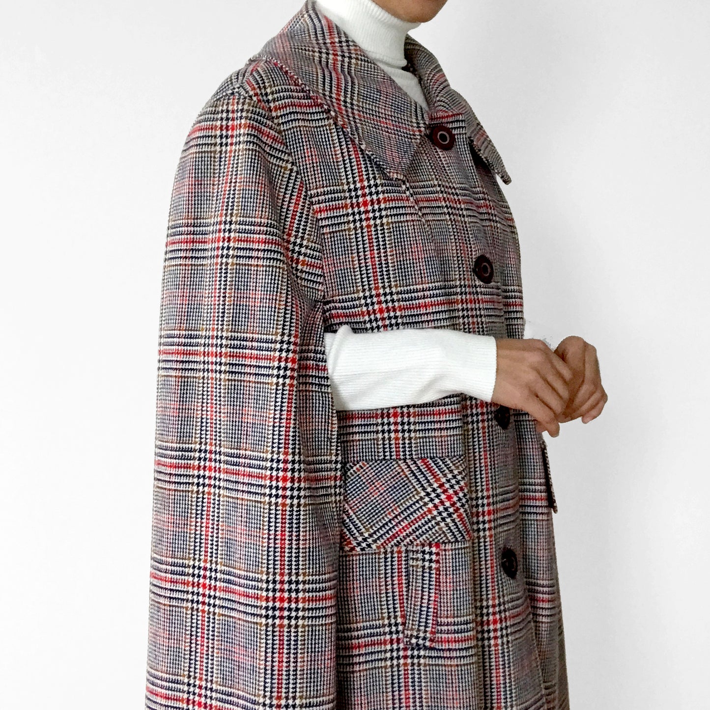 1960s Plaid Button-Front Cape Cape