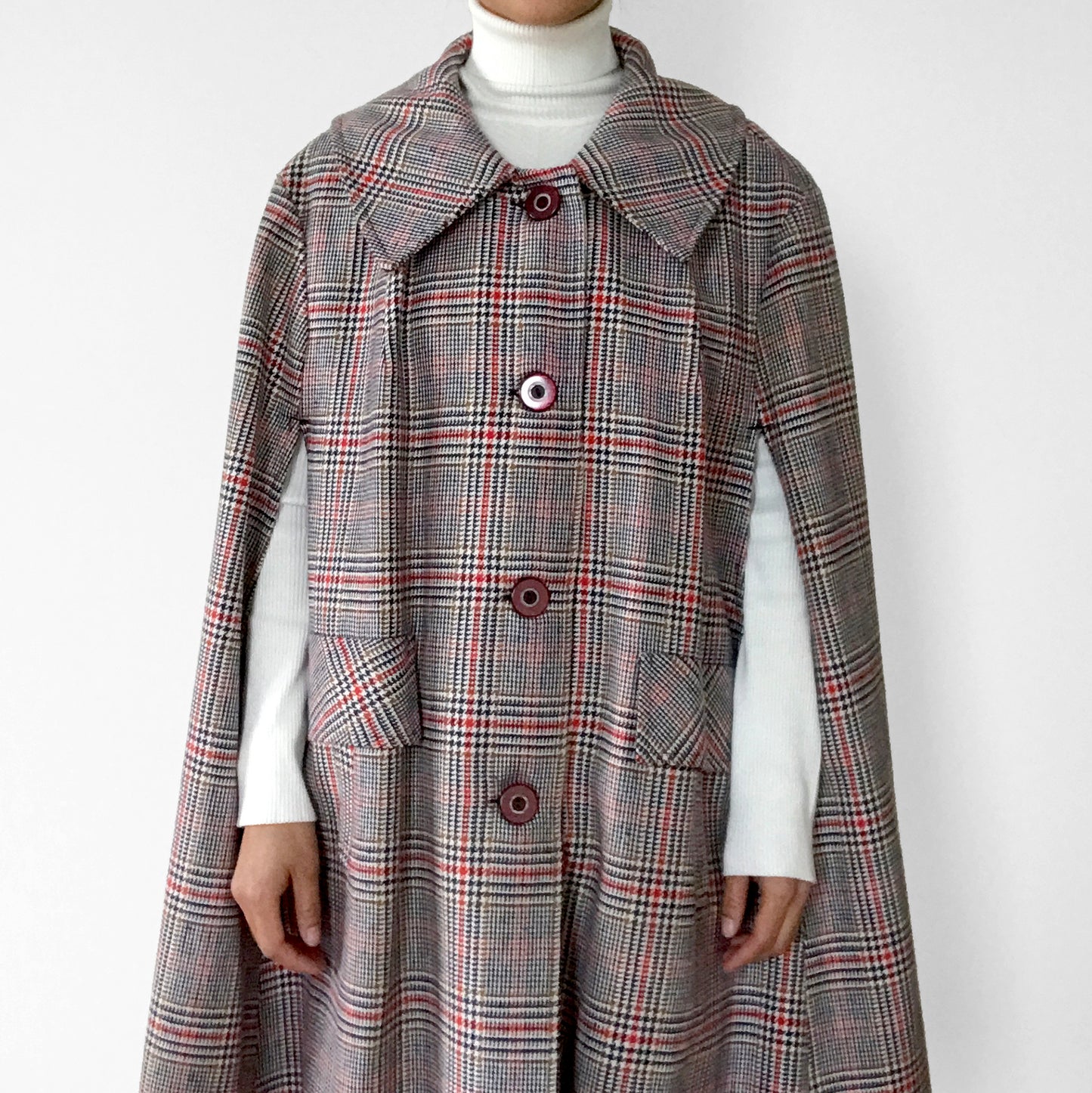 1960s Plaid Button-Front Cape Cape