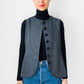 1990s Simon Chang Dark Charcoal Grey Lined Velvet Button Front Fitted Vest - Sz. M