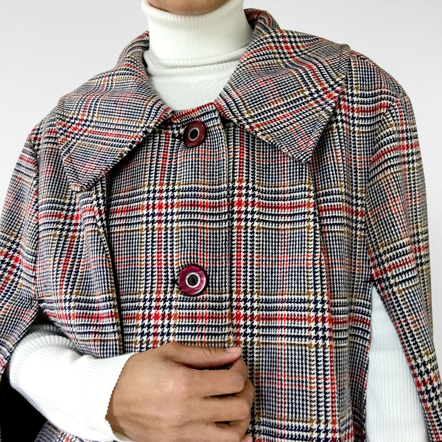 1960s Plaid Button-Front Cape Cape