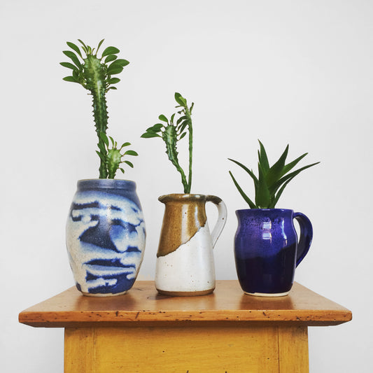 1960s-1980s Handmade Pottery Trio Planters