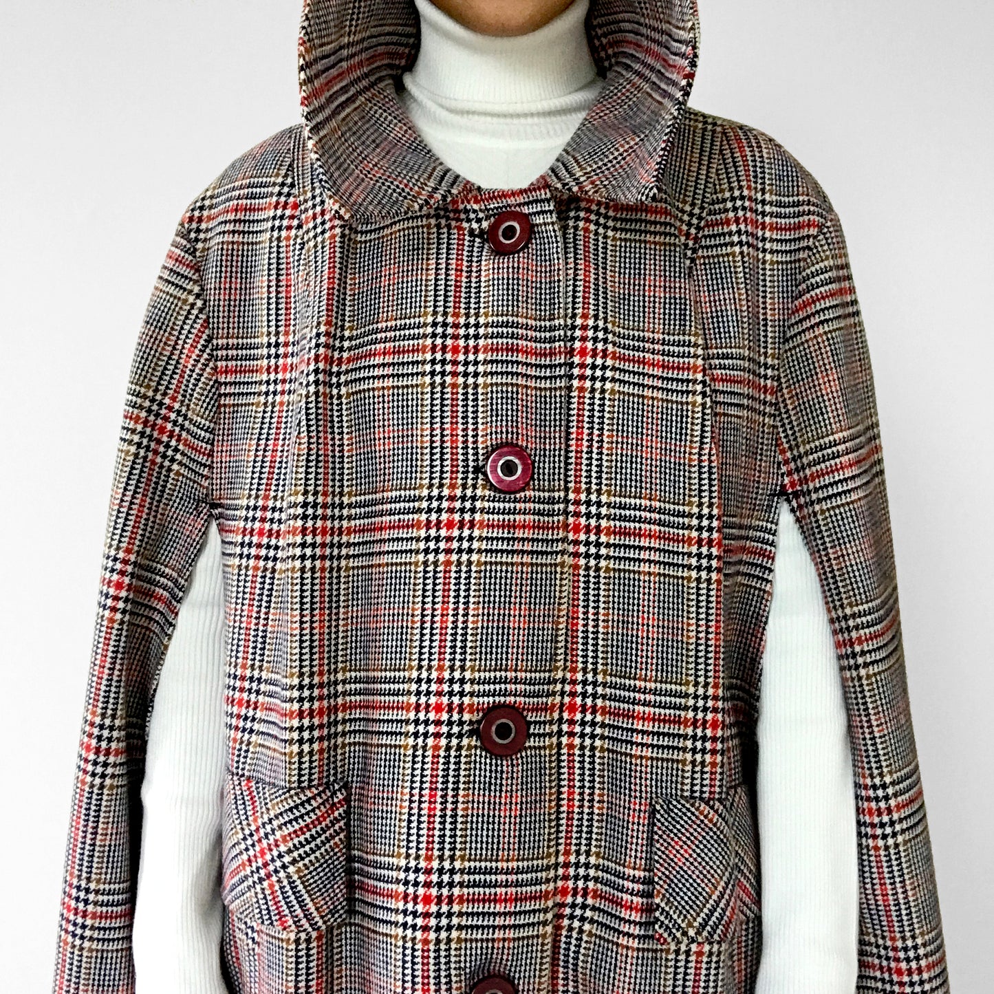 1960s Plaid Button-Front Cape Cape