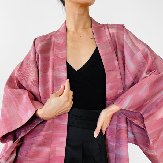 Pink Painterly Japanese Haori Jacket