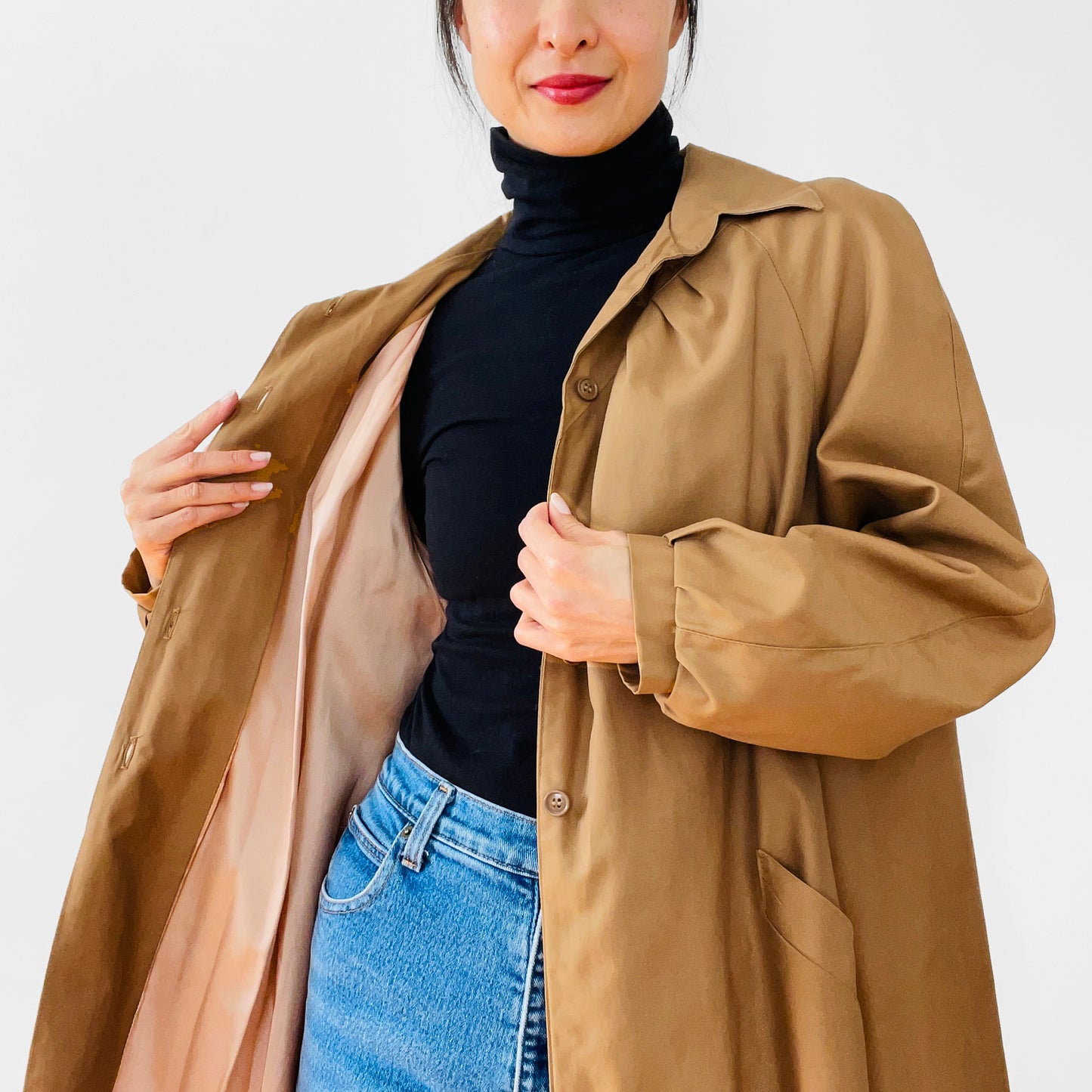 1960s - 1970s Pleated A-Line Trench Coat