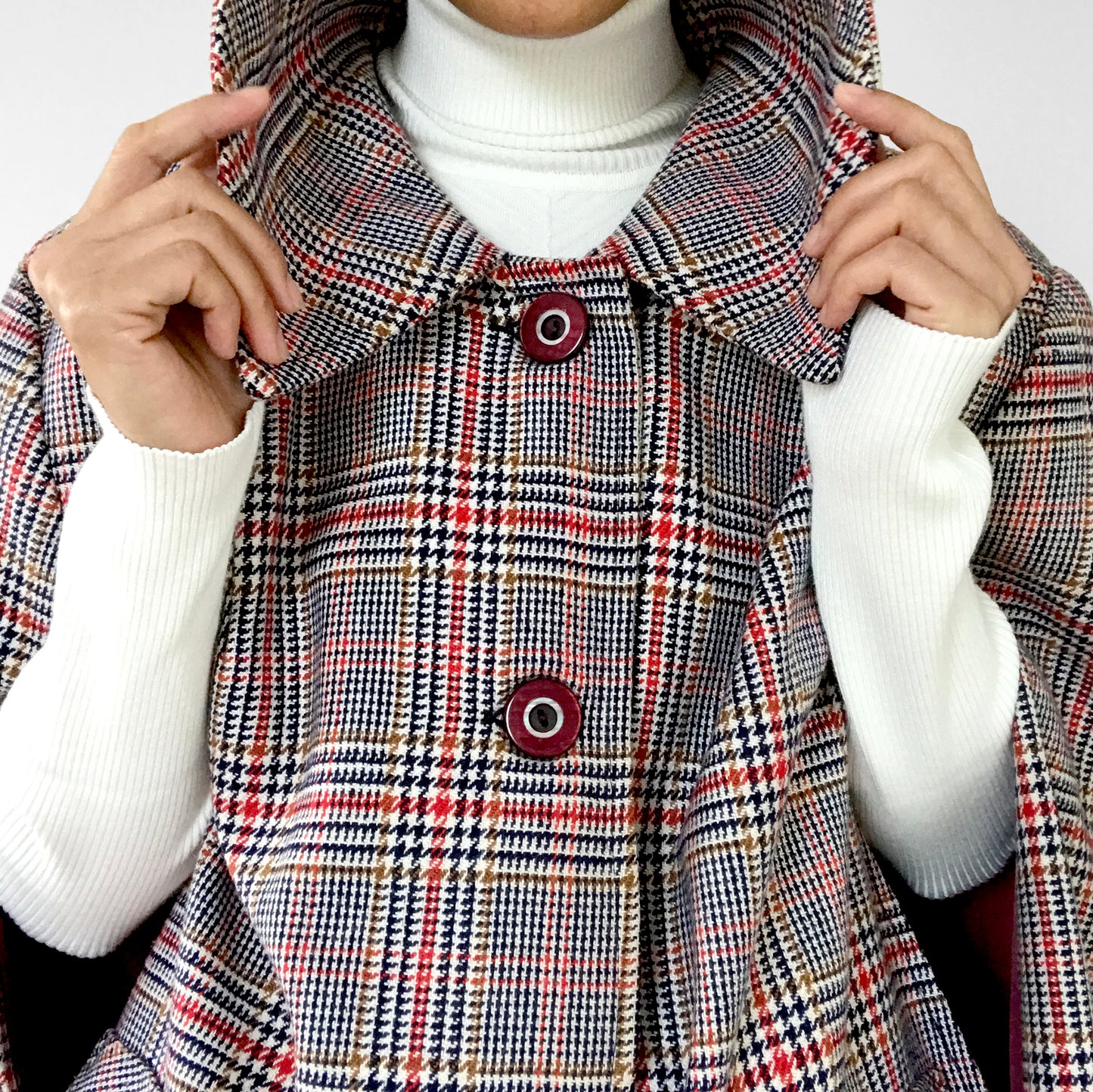 1960s Plaid Button-Front Cape Cape