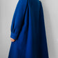 1960s Indigo Blue Made in Canada Heavy Wool Pleated Shoulder A-Line Dress Coat - Sz. S