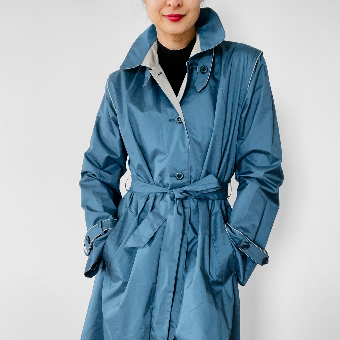 1970s Blue Made in Canada Belted Spring Trench