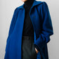 1960s Indigo Blue Made in Canada Heavy Wool Pleated Shoulder A-Line Dress Coat - Sz. S