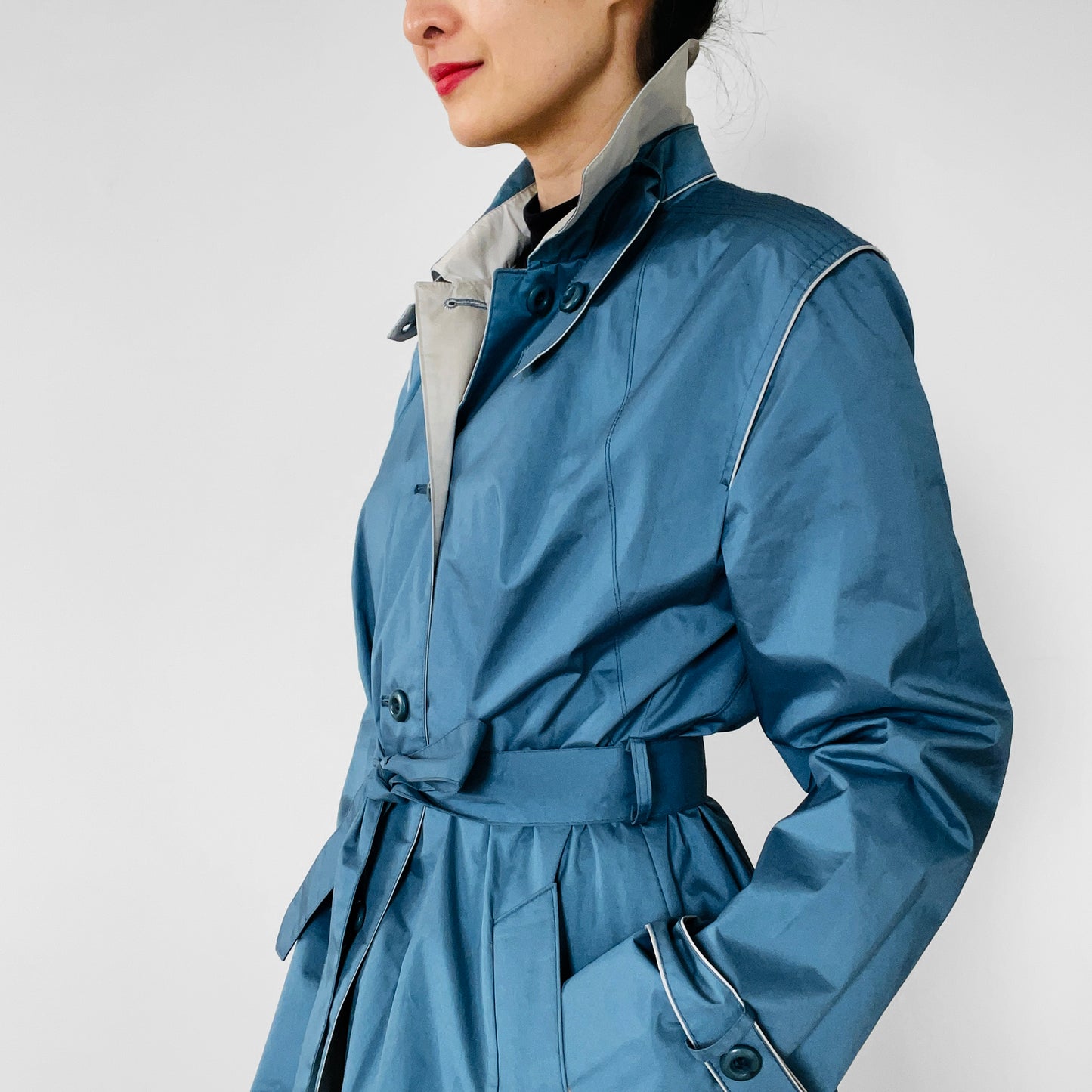 1970s Blue Made in Canada Belted Spring Trench