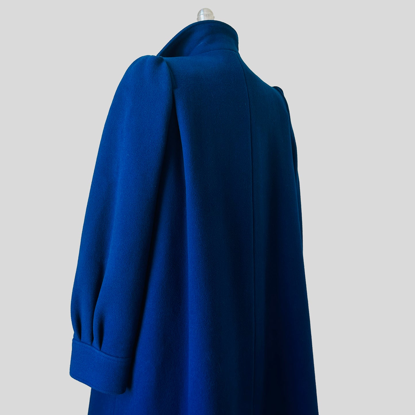 1960s Indigo Blue Made in Canada Heavy Wool Pleated Shoulder A-Line Dress Coat - Sz. S