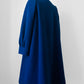 1960s Indigo Blue Made in Canada Heavy Wool Pleated Shoulder A-Line Dress Coat - Sz. S