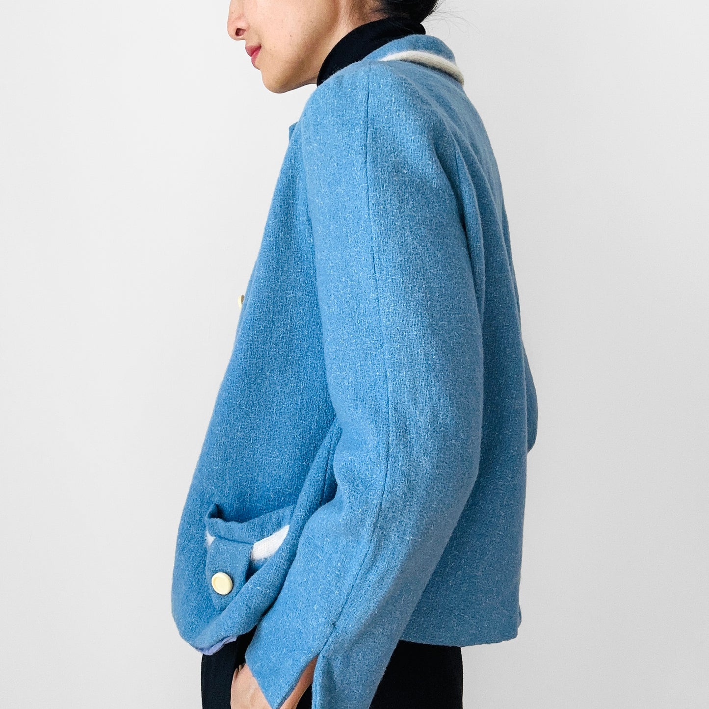 1960s Powder Blue Wool Short-Waisted Lined Jacket - XS/S