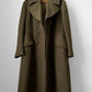 1950s EATON Co. Made in Canada Olive Green Military Quilted Heavy Double-Breasted Wool Gold Button Coat - Sz. M/L