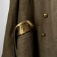 1950s EATON Co. Made in Canada Olive Green Military Quilted Heavy Double-Breasted Wool Gold Button Coat - Sz. M/L