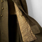 1950s EATON Co. Made in Canada Olive Green Military Quilted Heavy Double-Breasted Wool Gold Button Coat - Sz. M/L