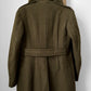 1950s EATON Co. Made in Canada Olive Green Military Quilted Heavy Double-Breasted Wool Gold Button Coat - Sz. M/L