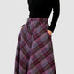 1960s Plum Plaid Wool A-line Skirt