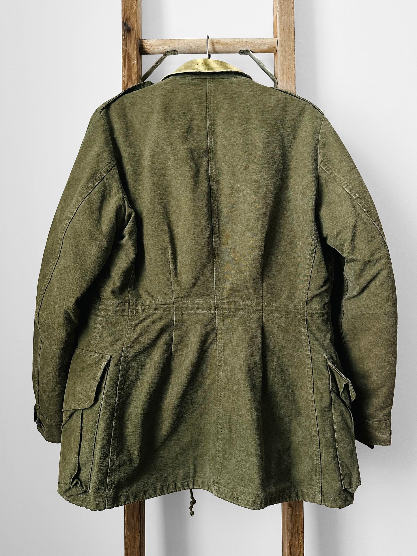 1990s Quilted Lined Corduroy Collar Olive Green Military Army Combat Jacket - Reg. M