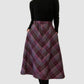 1960s Plum Plaid Wool A-line Skirt