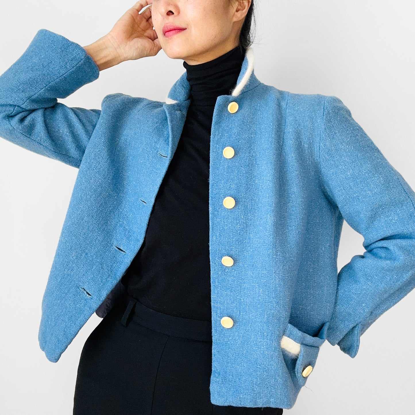 1960s Powder Blue Wool Short-Waisted Lined Jacket - XS/S