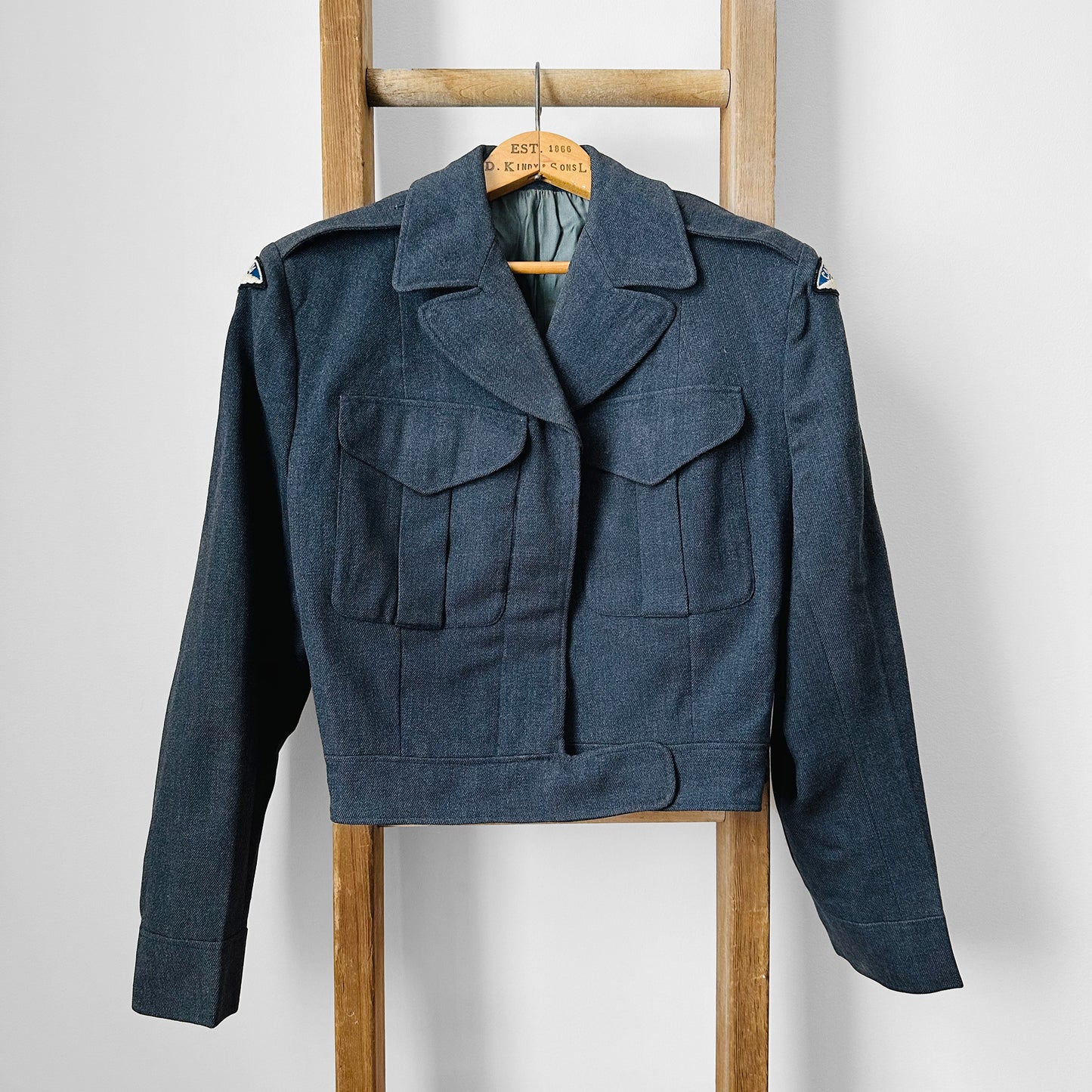 1950s Slate Blue Air Force Crop Wool Military Flight Jacket - S/M