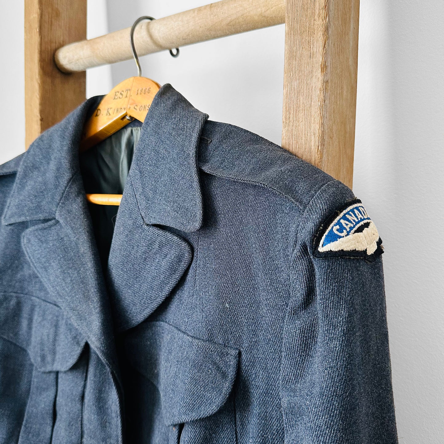 1950s Slate Blue Air Force Crop Wool Military Flight Jacket - S/M