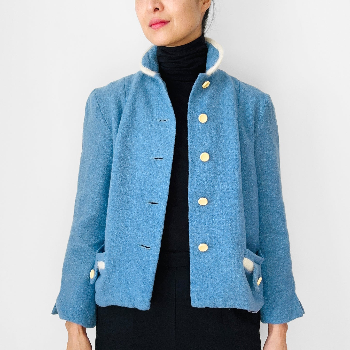 1960s Powder Blue Wool Short-Waisted Lined Jacket - XS/S