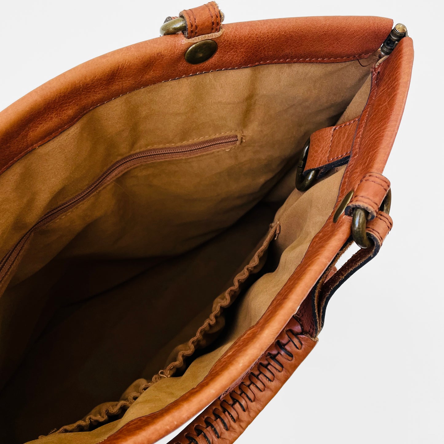 Buttery-Soft Hinged-Frame Top-Handle Tobacco Brown Leather Attache Bag