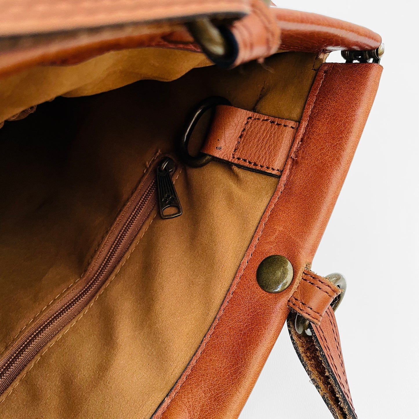 Buttery-Soft Hinged-Frame Top-Handle Tobacco Brown Leather Attache Bag