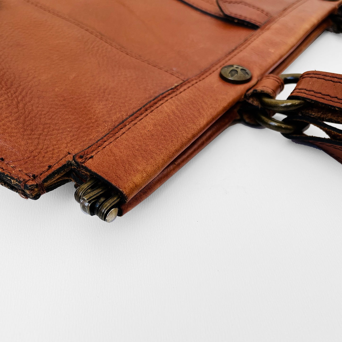 Buttery-Soft Hinged-Frame Top-Handle Tobacco Brown Leather Attache Bag