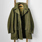 1940s - 1950s Olive Green Double Breasted Wool Lined Large Collar Army Military Field Jacket - M/L