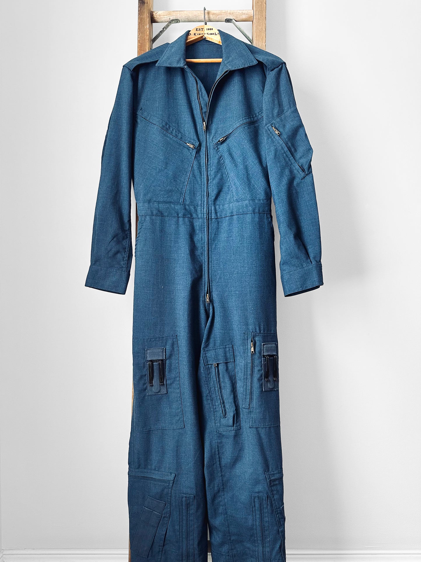 Slate Blue Air Force Mid-Weight Wool Flight Jumpsuit - Sz. M