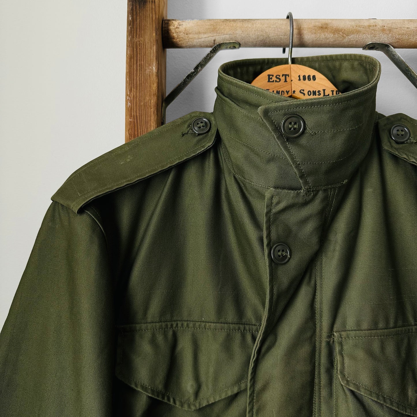 1950s Made in Canada Army Green Military Lined Zip Front Snap Button Field Jacket - M/L