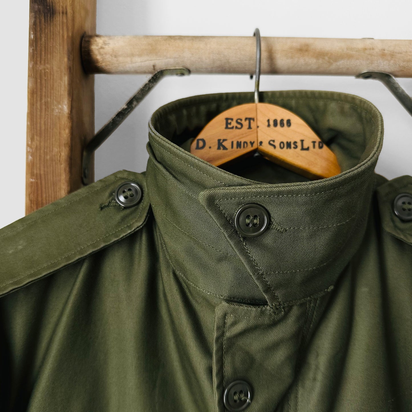 1950s Made in Canada Army Green Military Lined Zip Front Snap Button Field Jacket - M/L