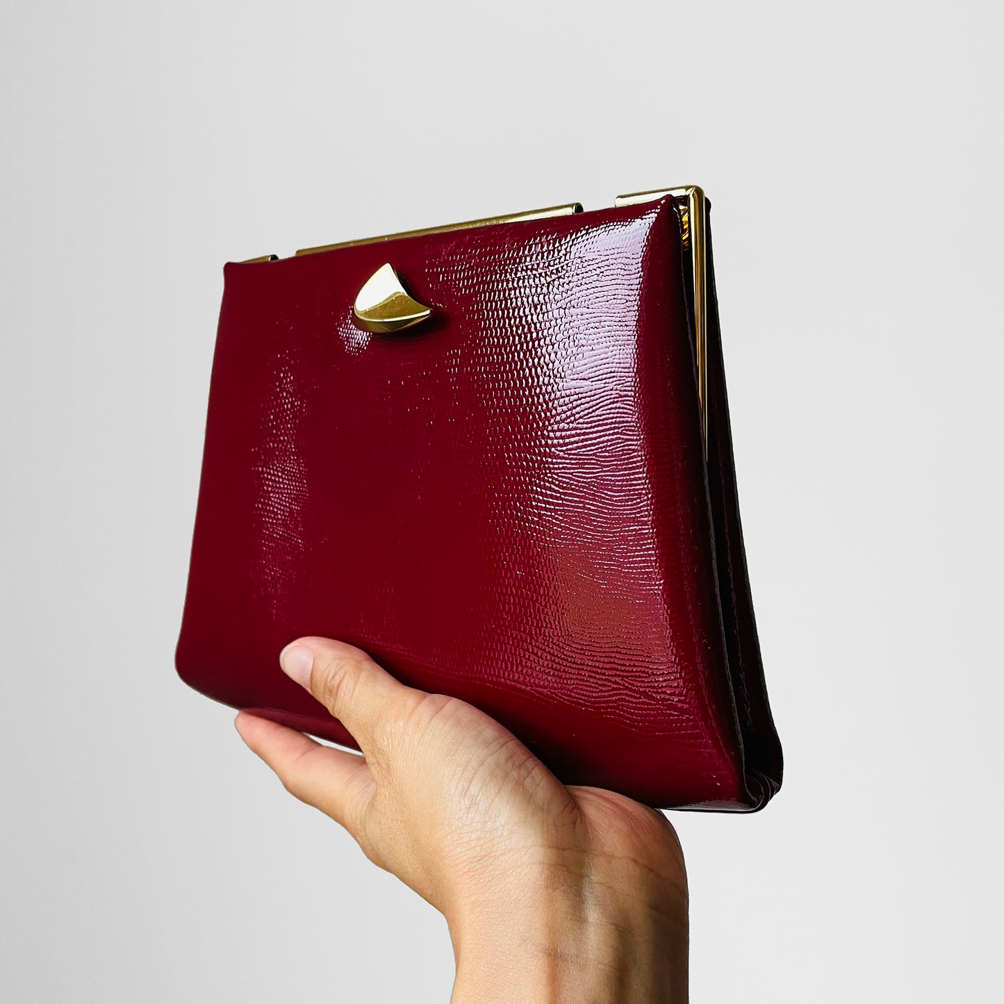 1960s Red Faux-Leather Evening Bag Clutch