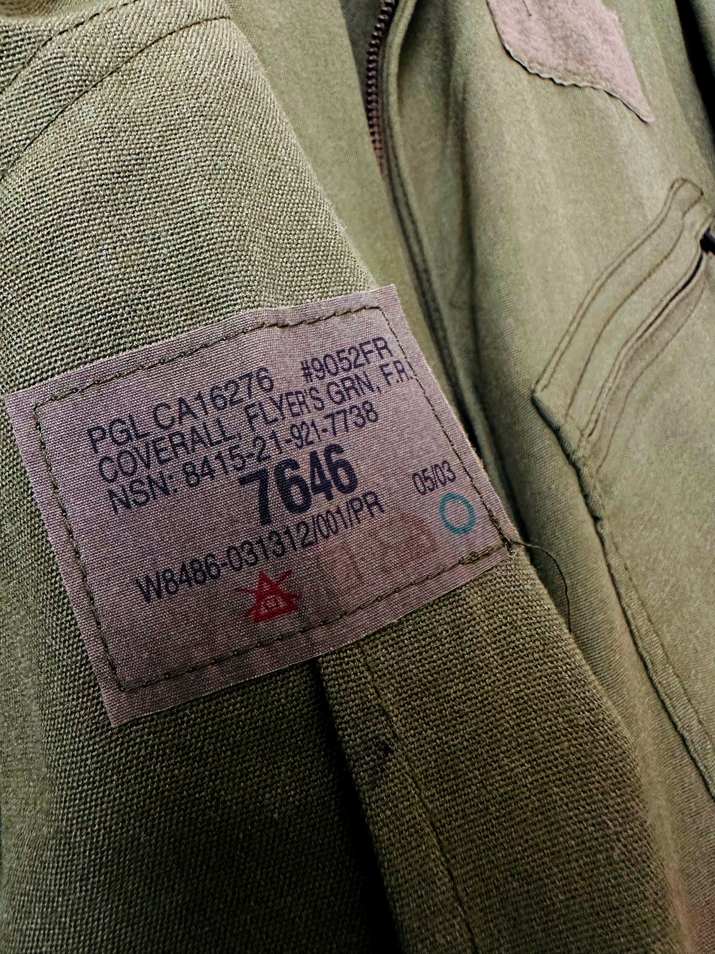 Olive Green Canadian Air Force Mid-Weight Wool Flight Jumpsuit - Approx. Sz. L/XL