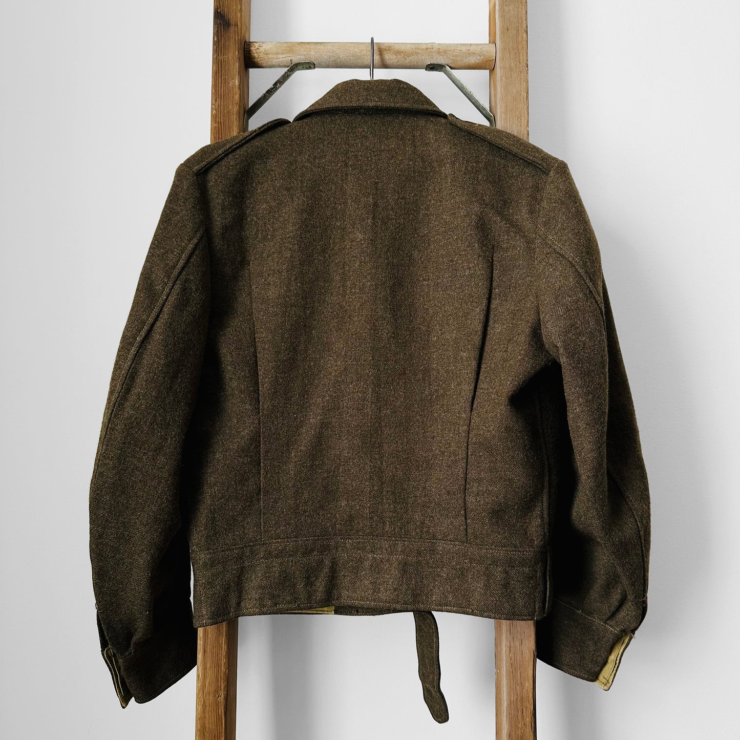 1950s Dark Olive Green Wool Crop Military Army Jacket - Sz. S