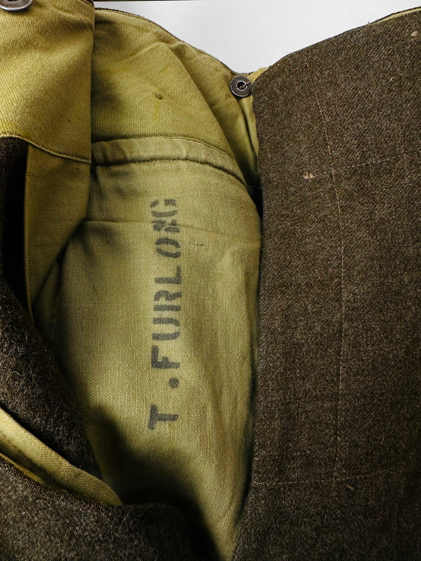 1950s Authentic Olive Green Maritime Pant Mfg. Co. Ltd. Wool High-Waisted Button Fly Military Trouser Pants - Sz.3 - 31/32