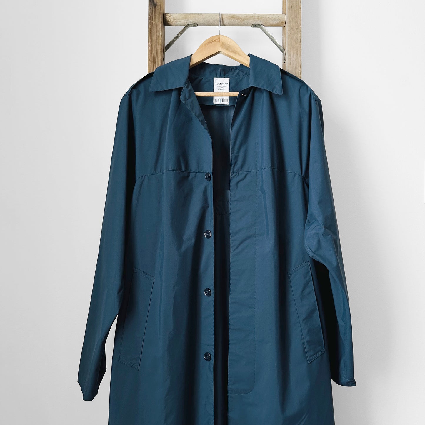 Blue Nylon Military Raincoat Trench - 36 Tall