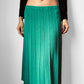 1970s Turquoise Green Woven Heavy Knit Pleated Elastic Waist Skirt - Waist 30.5-32