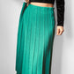 1970s Turquoise Green Woven Heavy Knit Pleated Elastic Waist Skirt - Waist 30.5-32