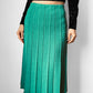 1970s Turquoise Green Woven Heavy Knit Pleated Elastic Waist Skirt - Waist 30.5-32