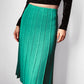 1970s Turquoise Green Woven Heavy Knit Pleated Elastic Waist Skirt - Waist 30.5-32