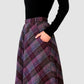 1960s Plum Plaid Wool A-line Skirt