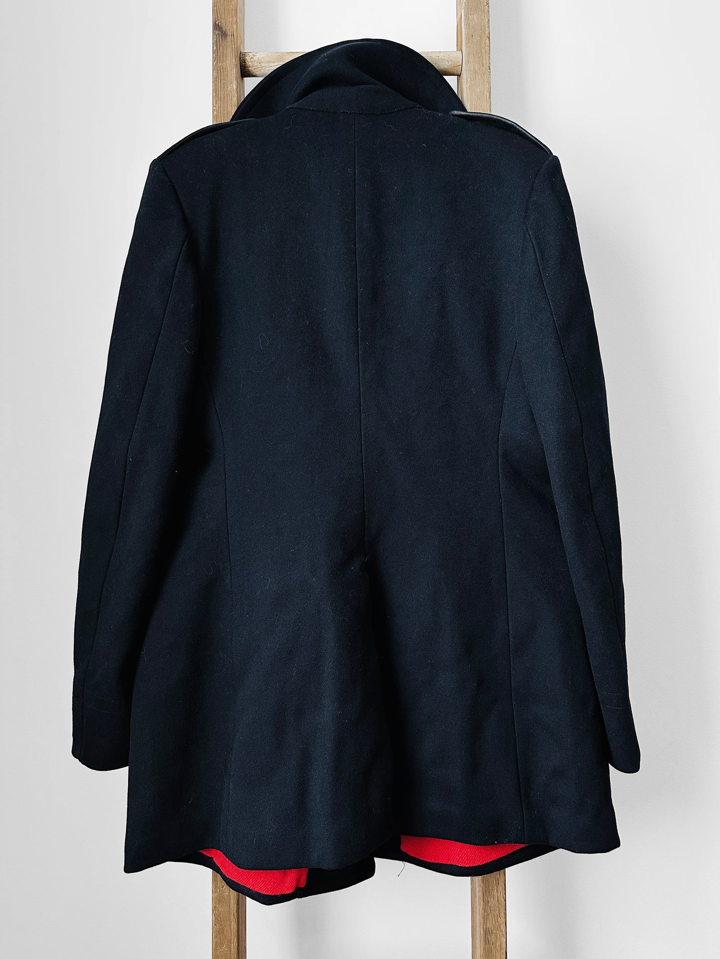 1980s Dark Navy Blue Red Interior Heavy Wool Jacket - Sz. L