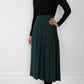 Wool Hunter-Green Knife Pleat Midi Skirt