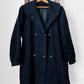 1980s Dark Navy Blue Snap Button Heavy Military Naval Style Wool Jacket - S/M